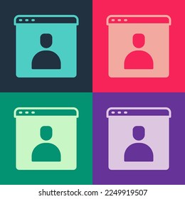 Pop art Create account screen icon isolated on color background.  Vector