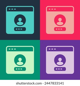 Icono de pantalla de Cuenta de Create de arte Pop aislado sobre fondo de color.  Vector