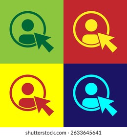 Icono de la pantalla de Cuenta del Create del arte del Pop aislado en fondo del color.  Vector