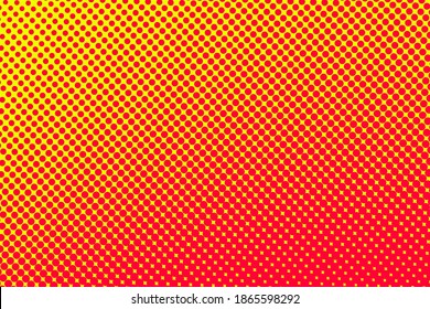 Pop art creative concept colorful comics book magazine cover. Polka dots colorful background. Cartoon halftone retro pattern. Abstract template design for poster, card, sale banner, empty bubble.