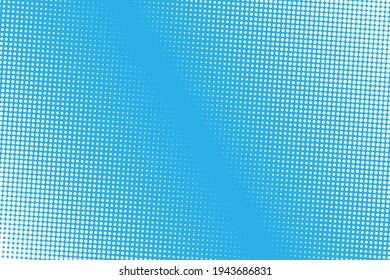 Pop art creative concept colorful comics book magazine cover. Polka dots blue background. Cartoon halftone retro pattern. Abstract template design for poster, card, sale banner, empty bubble.