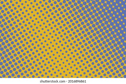 Pop art creative concept colorful comics book magazine cover. Polka dots yellow and blue background. Cartoon halftone retro pattern. Abstract dotted design for poster, card, banner, empty bubble.