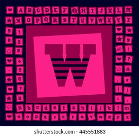  pop art creative fonts vector with numbers, signs and icons