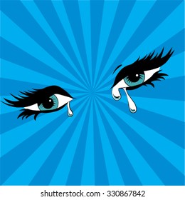 Pop Art crying eyes. vector illustration.