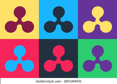 Pop art Cryptocurrency coin Ripple XRP icon isolated on color background. Digital currency. Altcoin symbol. Blockchain based secure crypto currency. Vector.