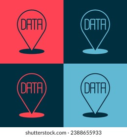 Pop art Data analysis icon isolated on color background. Business data analysis process, statistics. Charts and diagrams.  Vector