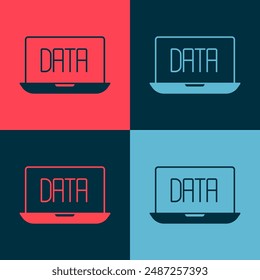 Pop Icono de análisis de datos aislado sobre fondo de color. Proceso de análisis de datos empresariales, estadísticas. Gráficos y diagramas.  Vector
