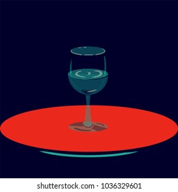 Pop art deco vector illustration for hotels rooms, suits and restaurant interior: a wine glass. Scandinavian simple styled picture or poster for interior design.