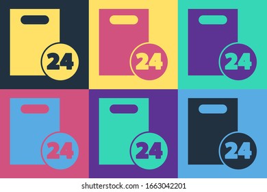 Pop art Entrega con icono de cajas de cartón aislado en el fondo de color. Entrega puerta a puerta por correo. Ilustración vectorial