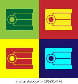 Pop art Dentures model icon isolated on color background. Dental concept.  Vector