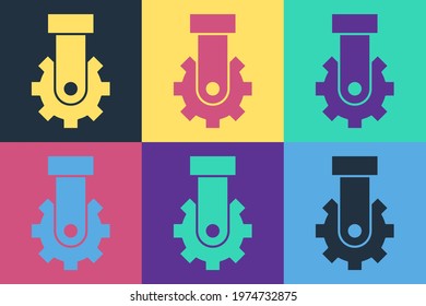 Pop art Derailleur bicycle rear speed folding icon isolated on color background.  Vector