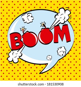 pop art design over red dotted background, vector illustration