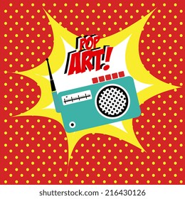 Pop art design over red background, vector illustration