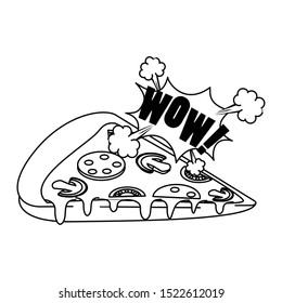 pop art design of pizza slice icon over white background, vector illustration