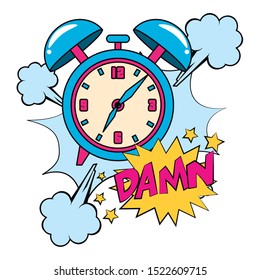 pop art design of retro clock icon over white background, vector illustration