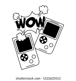 pop art design of retro portable videogames over white background, vector illustration