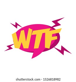 pop art design of WTF word on a speech bubble over white background, vector illustration