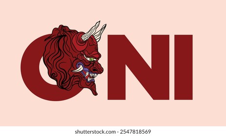 pop art devil mask illustration with japanese style for kaijune event