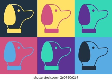Pop art Dog icon isolated on color background.  Vector