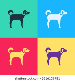 Pop art Dog icon isolated on color background.  Vector
