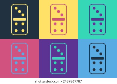 Pop art Domino icon isolated on color background.  Vector