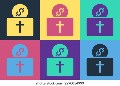 Pop art Donation for church icon isolated on color background.  Vector