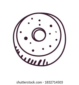 pop art donut line style icon design, sweet food and dessert theme Vector illustration
