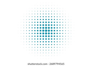 Plano de fundo do ponto de pop art. Elemento pontilhado de meio-tom de arte pop. Ponto de cor azul de meio-tom. Pop art pontilhado sobre fundo branco. Cartoon pop art círculo, modelo de bolha estilo cômico