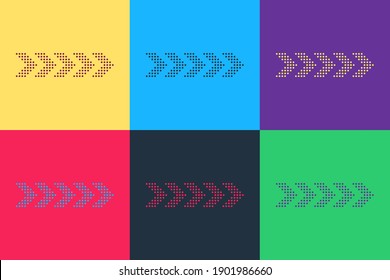 Pop art Dots arrow icon isolated on color background. Vector.