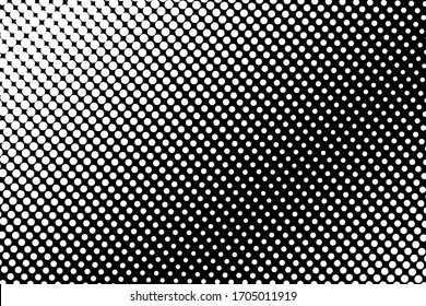 Pop art dots background. Geometric vintage monochrome fade wallpaper.  Halftone black and white geometric  design. Pop art print. Retro pattern. Comics book magazine cover. 90-s style.