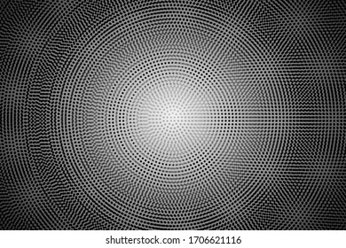 Pop art dots background. Geometric vintage monochrome fade wallpaper.  Halftone black and white geometric  design. Pop art print. Retro pattern. Comics book magazine cover. 90-s style.