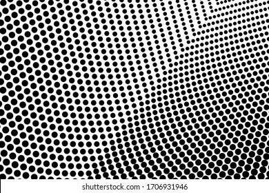 Pop art dots background. Geometric vintage monochrome fade wallpaper.  Halftone black and white geometric  design. Pop art print. Retro pattern. Comics book magazine cover. 90-s style.
