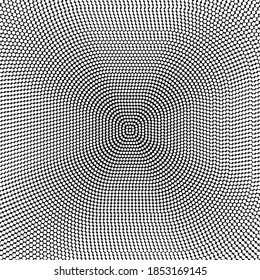 Pop-Art Punkte Hintergrund auf Quadrat. Geometrisches monochromes Vintage-Tapete. Halftone Schwarz-Weiß geometrisches Design. Pop Art Print. Retro-Muster. Cover des Comics-Buchmagazins. 90er Jahre Stil.