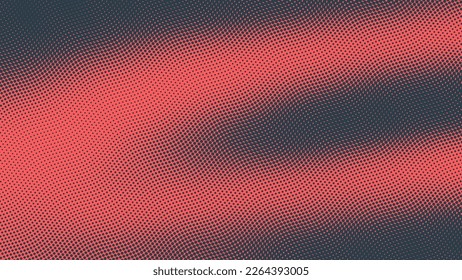 Pop Art Dots Dinámico Wavy Halftone Pattern Vector Texturizado Red Dark Blue Abstract Background. Elemento de diseño de textura sutil de estructura de trabajo de punto. Resumen de arte minimalista en medio contraste gráfico