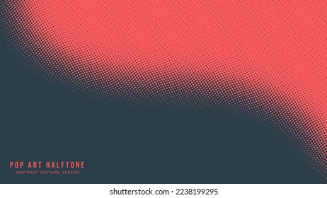 Pop Art Dots Mitad Tone Pattern Vector Elegant Curved Border Red Dark Blue Abstract Background. Estructura Geométrica De Onda De Textura Sutil Dotada. Papel de fondo de escritorio de trabajo de punto mínimo gráfico de contraste