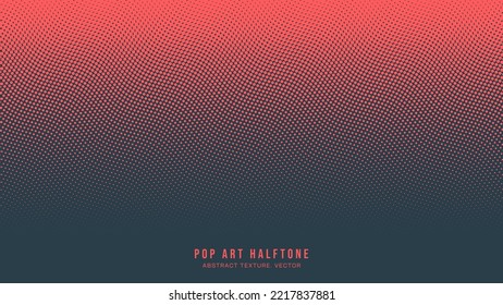 Pop Art Dots Halftone Pattern Vector Border Red Dark Blue Abstract Background. Dot Work Faded Particles Geometric Wavy Structure Subtle Texture. Half Tone Contrast Graphic Minimalist Graphic Wallpaper