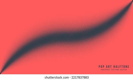 Pop Art Dots Halftone Pattern Vector Curved Line Border Red Dark Blue Abstract Background. Dotted Subtle Texture Geometric Wavy Structure. Half Tone Contrast Graphic Minimalist Art Wallpaper