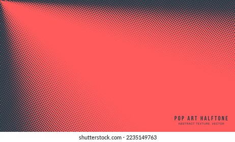 Pop Art Dots Halftone Pattern Vector Corner Border Red Dark Blue Abstract Background. Dot Work Faded Particles Geometric Wavy Structure Subtle Texture. Half Tone Minimalist Contrast Graphic Wallpaper