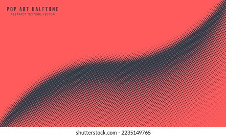 Pop Art Dots Halftone Pattern Vector Elegant Curved Border Red Dark Blue Abstract Background. Dotted Subtle Texture Geometric Wavy Structure. Half Tone Contrast Graphic Minimal Dot Work Art Wallpaper