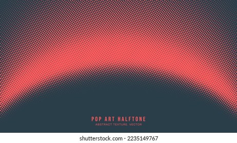 Pop Art Dots Halftone Pattern Vector Semicircle Border Red Dark Blue Abstract Background. Dotted Subtle Texture Geometric Wavy Structure. Half Tone Contrast Graphic Minimalistic Dot Work Art Wallpaper