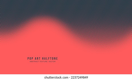 Pop Art Dots Halftone Pattern Smooth Curved Border Red Dark Blue Vector Abstract Background. Dotted Popart Design Wavy Dynamic Structure Subtle Texture. Half Tone Contrast Graphic Minimalist Wallpaper