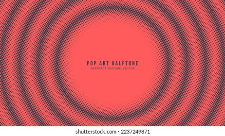 Pop Art Dots Halftone Pattern Vector Rippled Circles Frame Red Dark Blue Abstract Background. Popart Dot Work Design Wavy Structure Subtle Texture. Half Tone Contrast Graphic Minimalist Art Wallpaper