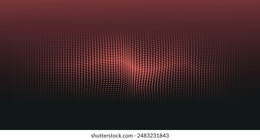 Pop Art Dots Halftone Pattern Vector Border Dark Blue Red Abstract Background. Dot Work Faded Particles Geometric Wavy Structure Smooth Texture.