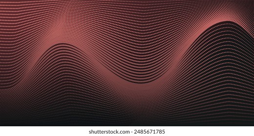 Pop Art Dots Halftone Pattern Vector Border Dark Blue Red Abstract Background. Dot Work Faded Particles Geometric Wavy Structure Smooth Texture.