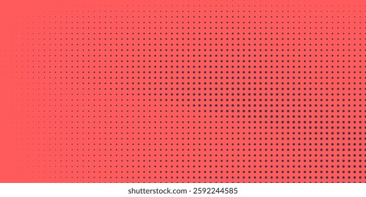 Pop Art Dots Halftone Pattern Smooth Curved Border Red Dark Blue Vector Abstract Background. Dotted Popart Design Wavy Dynamic Structure Subtle