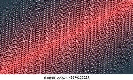 Pop Art Dots Wavy Half Tone Pattern Vector Tilted Border Red Abstract Background. Dot Work Design Contrast Graphic Modern Texture. Half Tone Illustration Minimalist Art Abstraction Wide Wallpaper