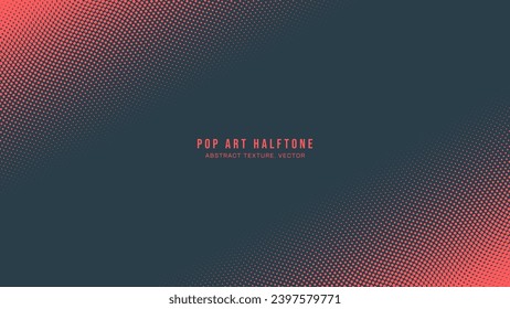 Pop Art Dots Wavy Half Tone Pattern Vector Slanted Border Red Abstract Background. Dot Work Design Contrast Graphic Modern Texture. Half Tone Illustration Minimal Art Abstraction Wide Classy Wallpaper