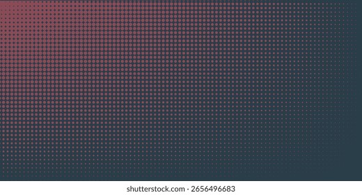 Pop Art Dots Ondulado Medio Tono Patrón Vector Radial Borde Rojo Fondo Abstractas. 
