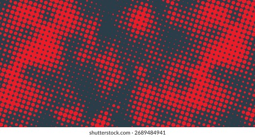 Pop Art Dots Ondulado Medio Tono Patrón Vector Radial Borde Fondo Abstractas Rojo. Ilustración vectorial