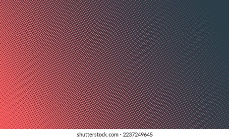 Pop Art Dots Wavy Halftone Gradient Vector Textured Red Dark Blue Abstract Background. Dot Work Structure Subtle Texture Design Element. Half Tone Contrast Graphic Minimalistic Art Wallpaper